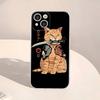 Japanese Samurai Cat Ramen Transparent Phone Case For IPhone 16 15 14 13 12 11 Pro Max Plus Soft Cover