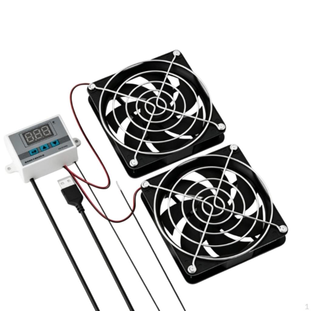 Cabinet Fan Thermostat Set Low Noise Temperature Control High Ventilation Electrical Box