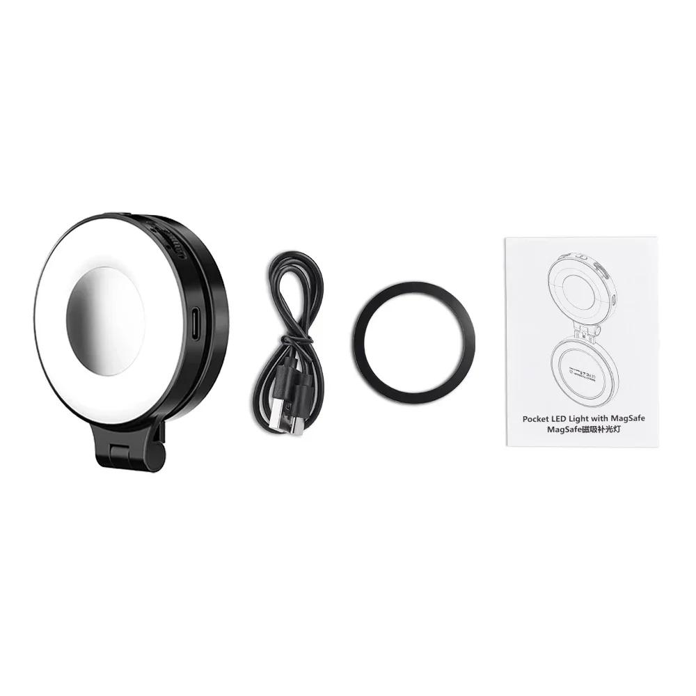 BRDRC MagSafe Selfie Light for iPhone 16 15 14 13 12 Pro Max Magnetic Fill Light Adjustable Phone Stand Vlog Video Photography
