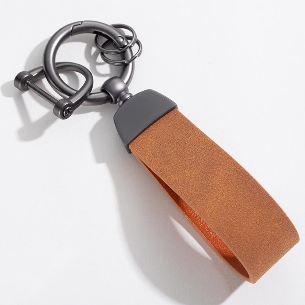 Vintage Leather Suede Car Keychain Zinc Alloy Keys Holder Fashion Key Ring  Men and Women