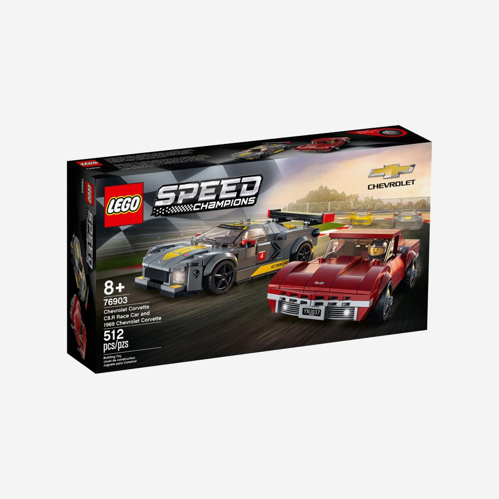 Lego Chevrolet Corvette C8.R Rennwagen und 1969 Chevrolet Corvette