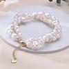 HENGSHENG Freshwater 5-6mm 8-9mm White Pearl Double Baroque Bracelet 925 Sterling Silver Fine Jewelry Gifts for Women Girls