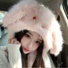 Little Rabbit Winter Plush Hat Anti-cold Fluffy Ear Protection Cap Rabbit Ears Warmer Hat  Women