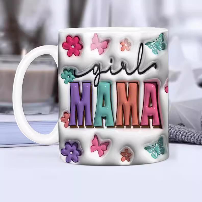 3D Best Mom Ever Ceramic Coffee Mug Mama Teacup Flower Mother