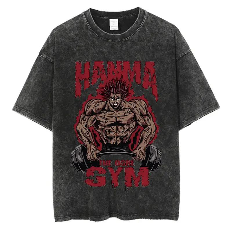 

Anime Baki Haman T-shirts Harajuku Vintage 100% Cotton Washed T Shirt for Men Streetwear Oversize T-shirt Tee 3XL