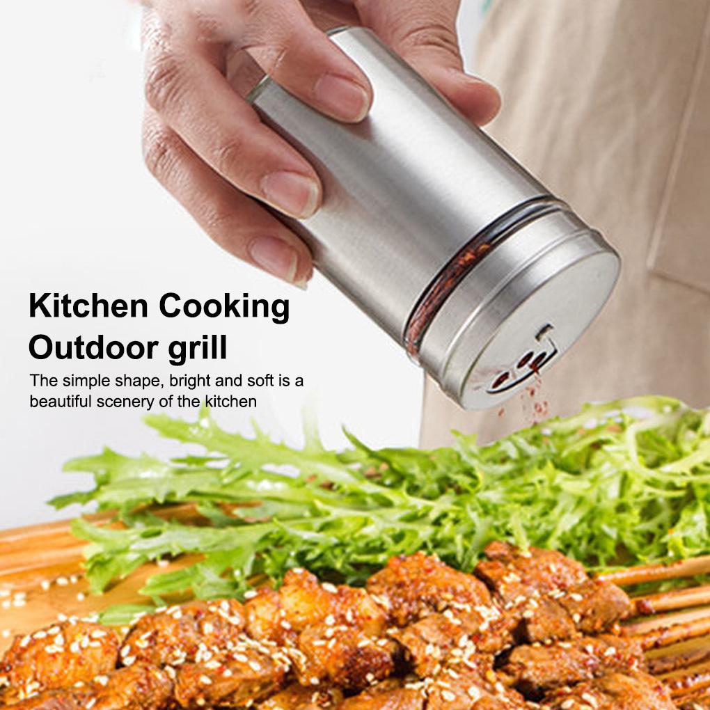 Spice Shaker Stainless Steel Pepper Seasoning Jar Cooking Baking Bottle Condiment Powder Container Toothpick Holder Gadget