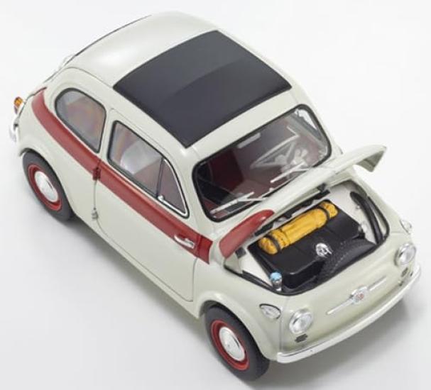 Kyosho Original Scale Fiat Nuova 500 Sport Finished Product KS08966SLG 1/18 (Light Gray/Red Line)