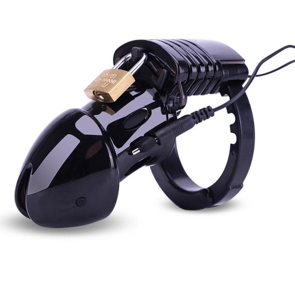 Electro Shock CB6000 Male Chastity Cage Ball Stretcher,Electric Shock Cock Cage Penis Ring, Timer Lock Chastity Belt Sex Toy
