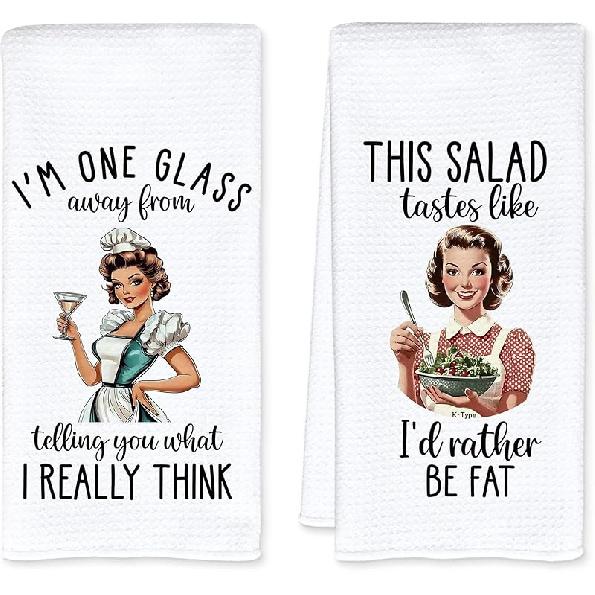 Funny Hostess Gift Kitchen Towels, Funnying Decorative Towels for Kitchen, Fun Hand Towel, Funny Gifts for Women, 16x24 Inch Salad