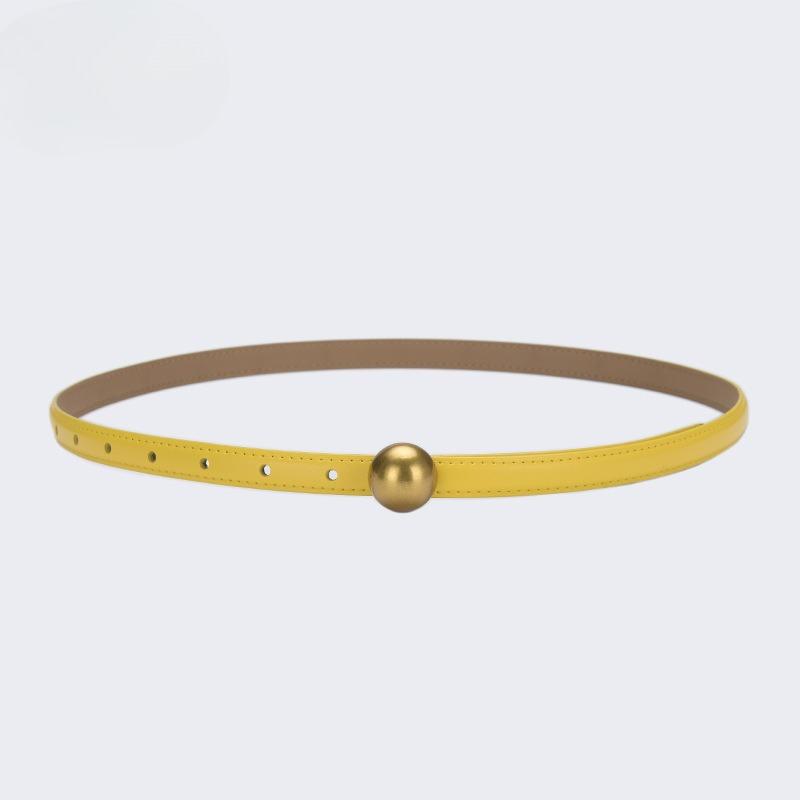 

Ремень с круглой пряжкой Женский декоративный пояс для платья с завышенной талией Летний простой и универсальный Женский маленький ремень из натуральной кожи с юбкой 105cm