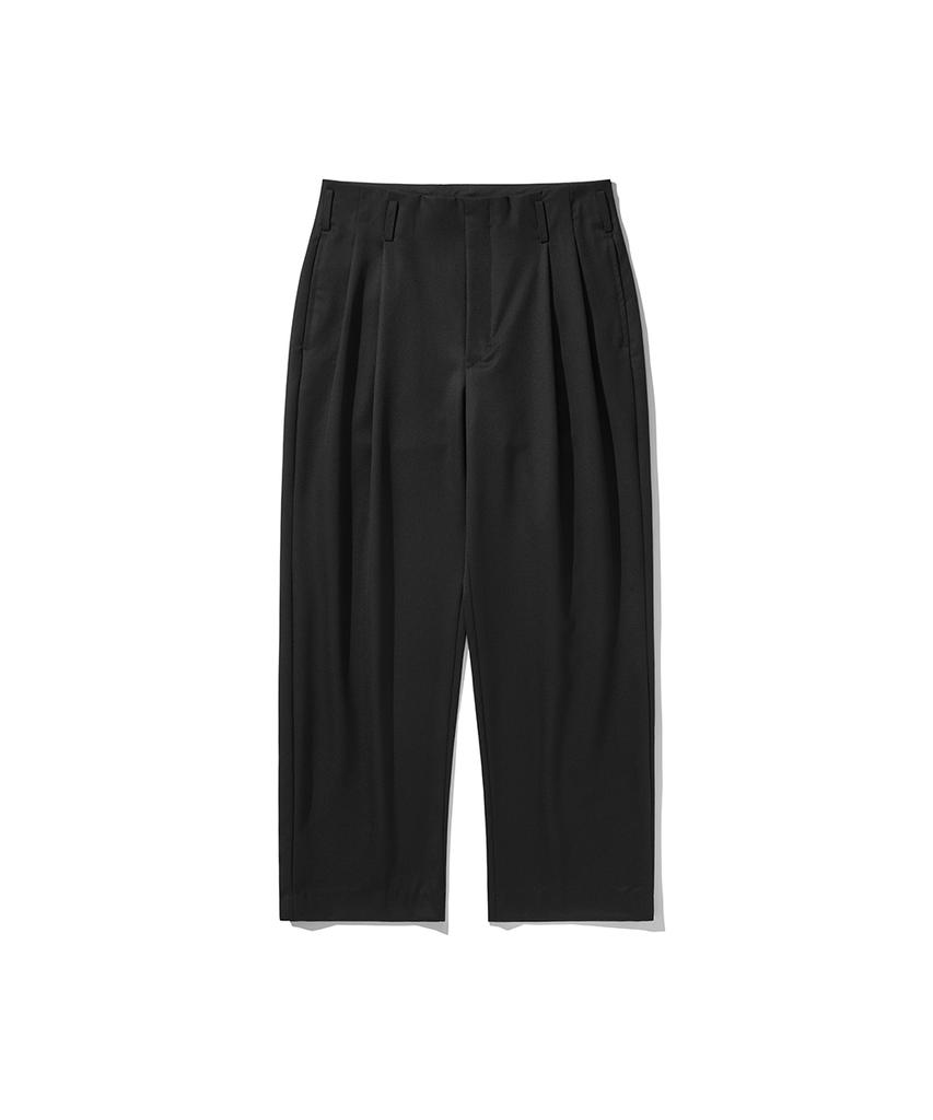 HISHANDER Unset Two Pleats Pants Black