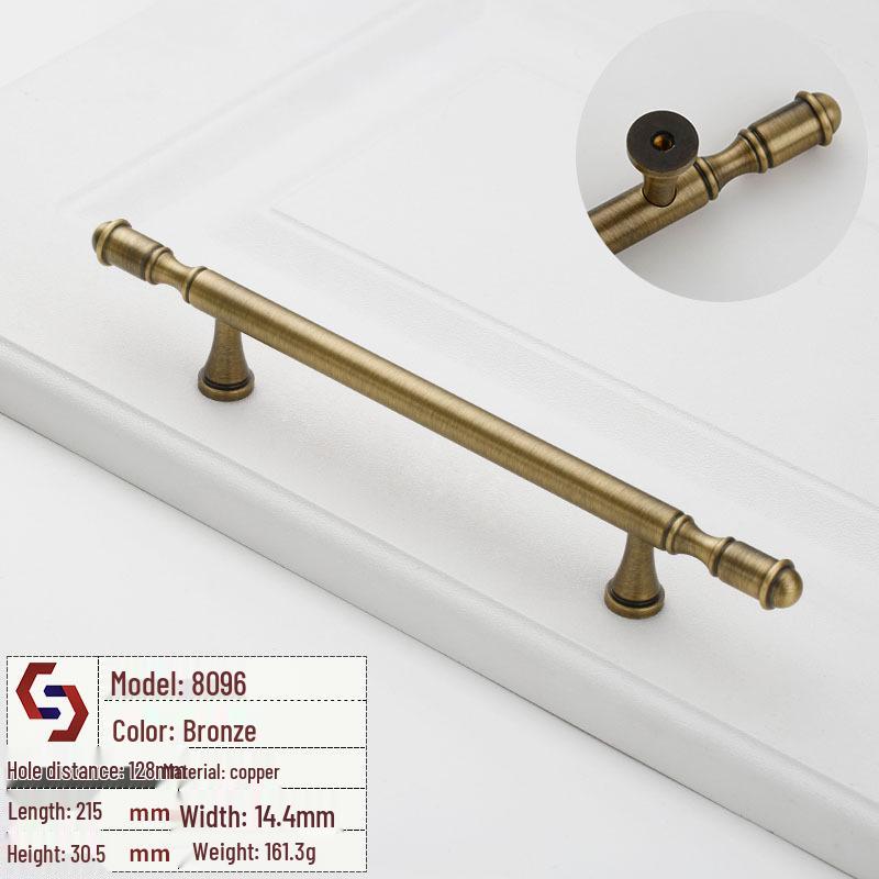 Vintage Brass Handle for Wardrobes, Cabinets, Drawers, and French Doors - Single Hole Light Luxury Style Furniture Hardware