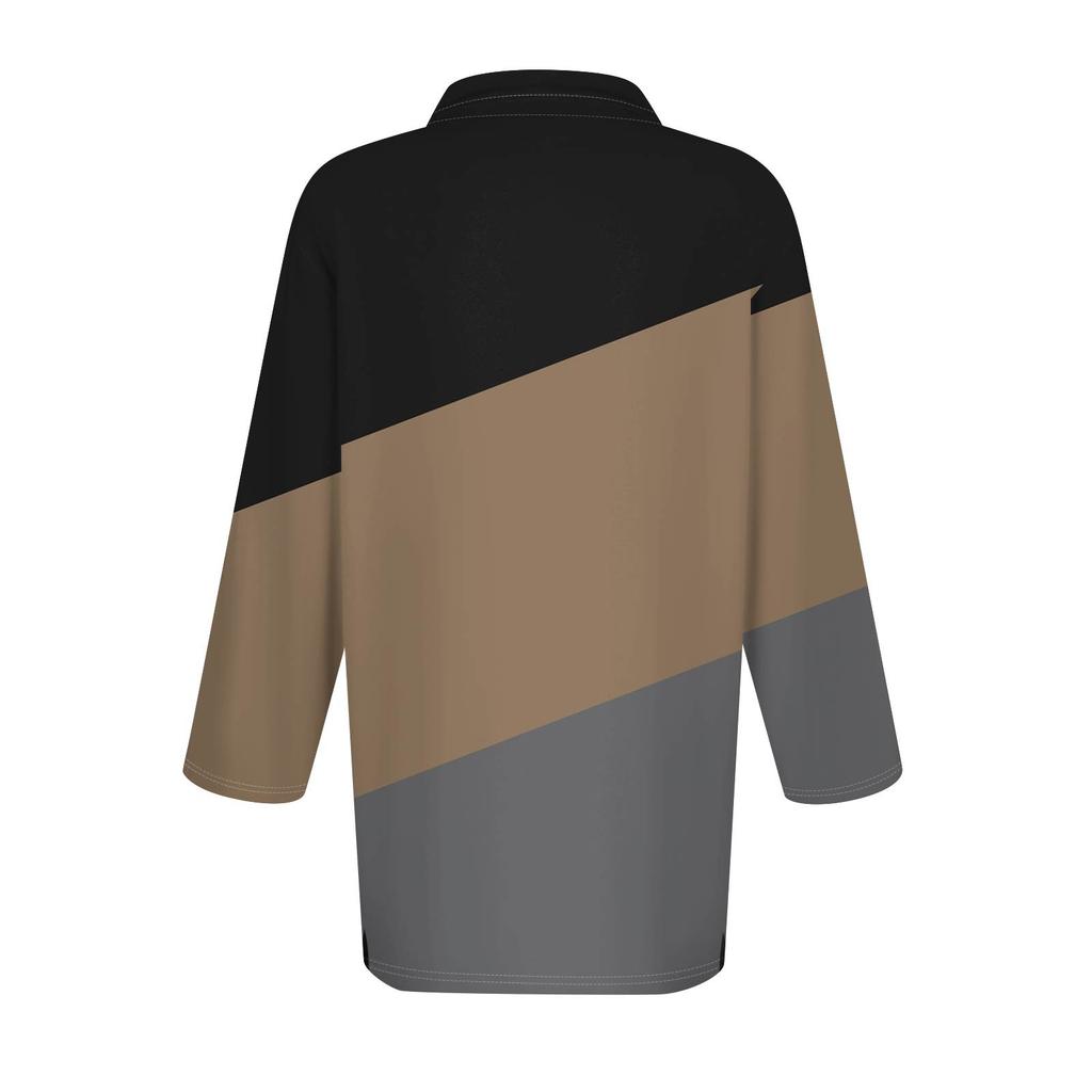 Damemote Uformelt jakkeslag kort 3/4-ermet skjorte med trykk for kvinner