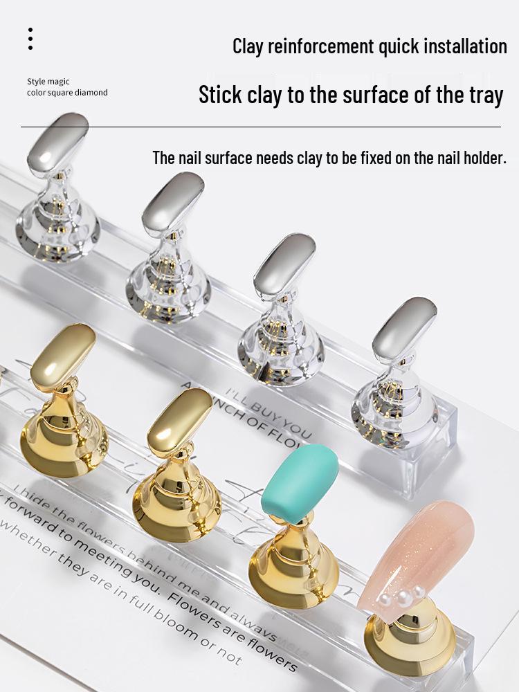 Fairy Aurora Iridescent Acrylic Nail Art Practice Stand with Strong Magnet Holder