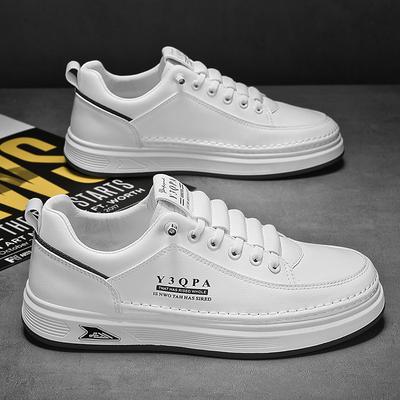 Men's Shoes New Spring Korean Sports Shoes Trendy Versatile Casual and Fashionable Leather Shoes Breathable Soft Sole White Shoes Men