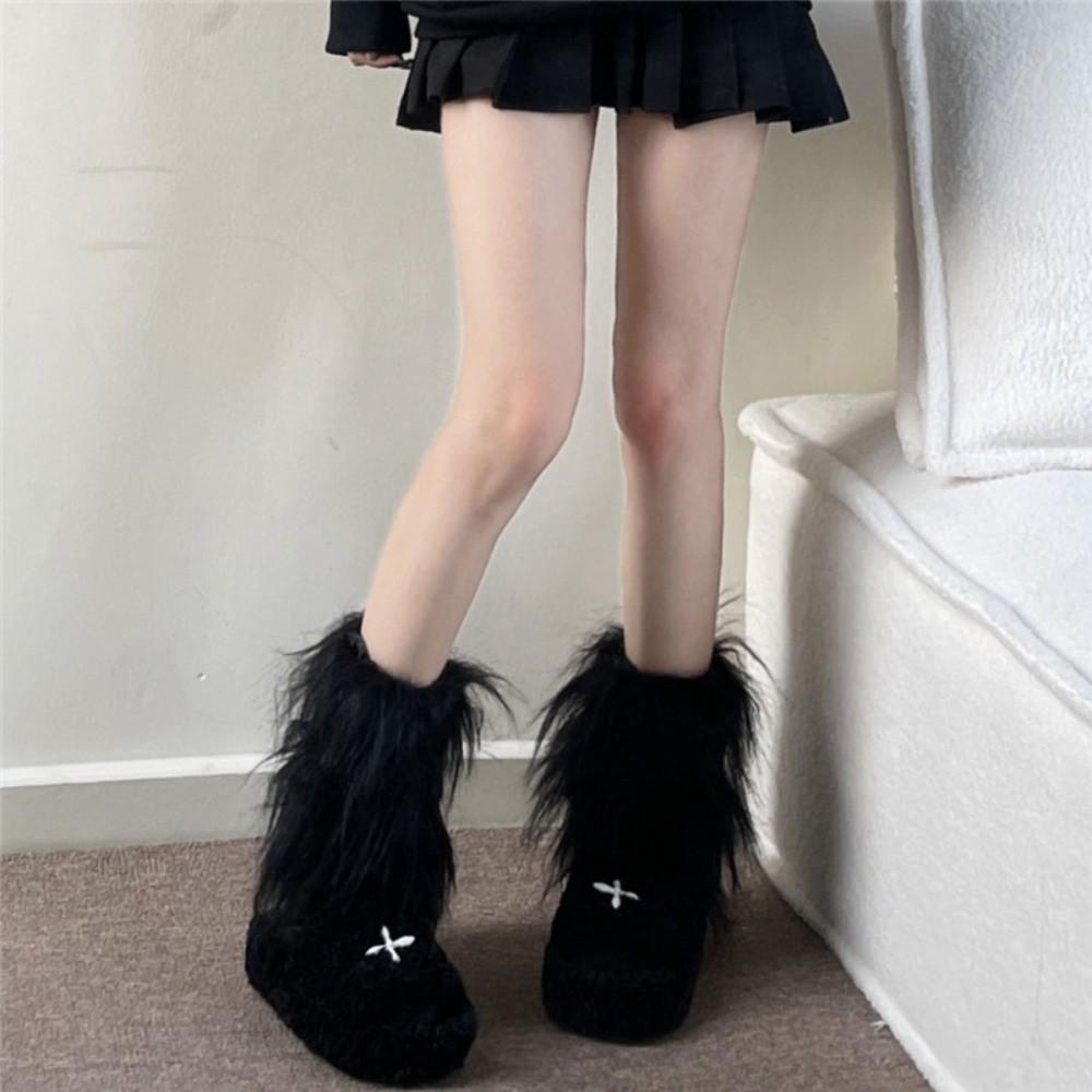 Faux Fur Lolita Boots Cover Japanese Style Long Tube Sock Fashion Warm Knee Sleeve Women