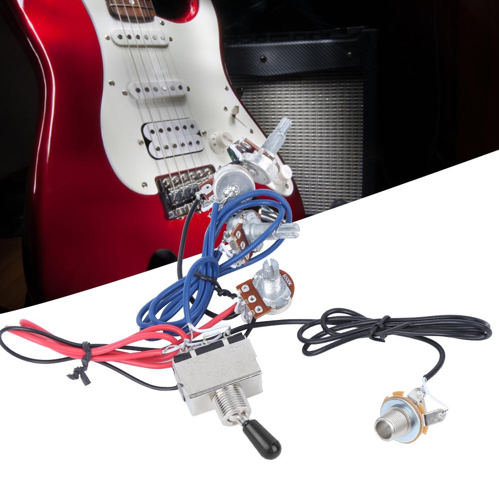 Guitar Wiring Harness Kit Prewired 3 Way Switch 2V2T1J for Electric Guitar Wire AccessoriesBlack