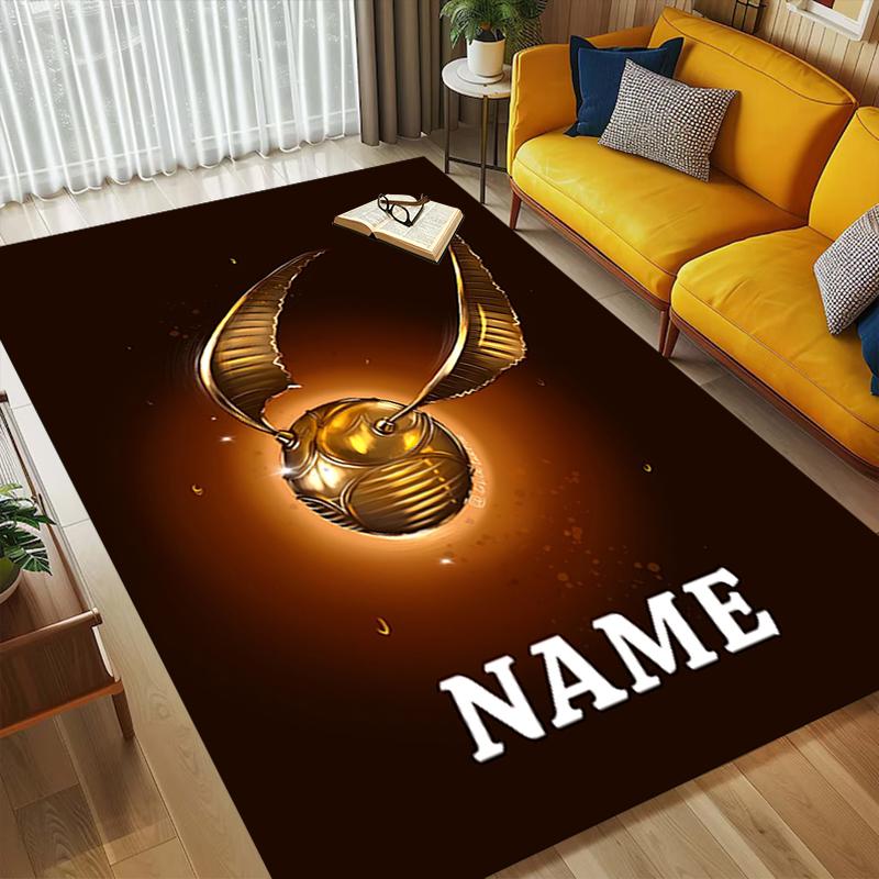 Custom Name Harry Potter Living Room Non-Slip Area Rug Soft Carpet for Bedroom Kids Playroom Sofa Office Home Decor Doormat