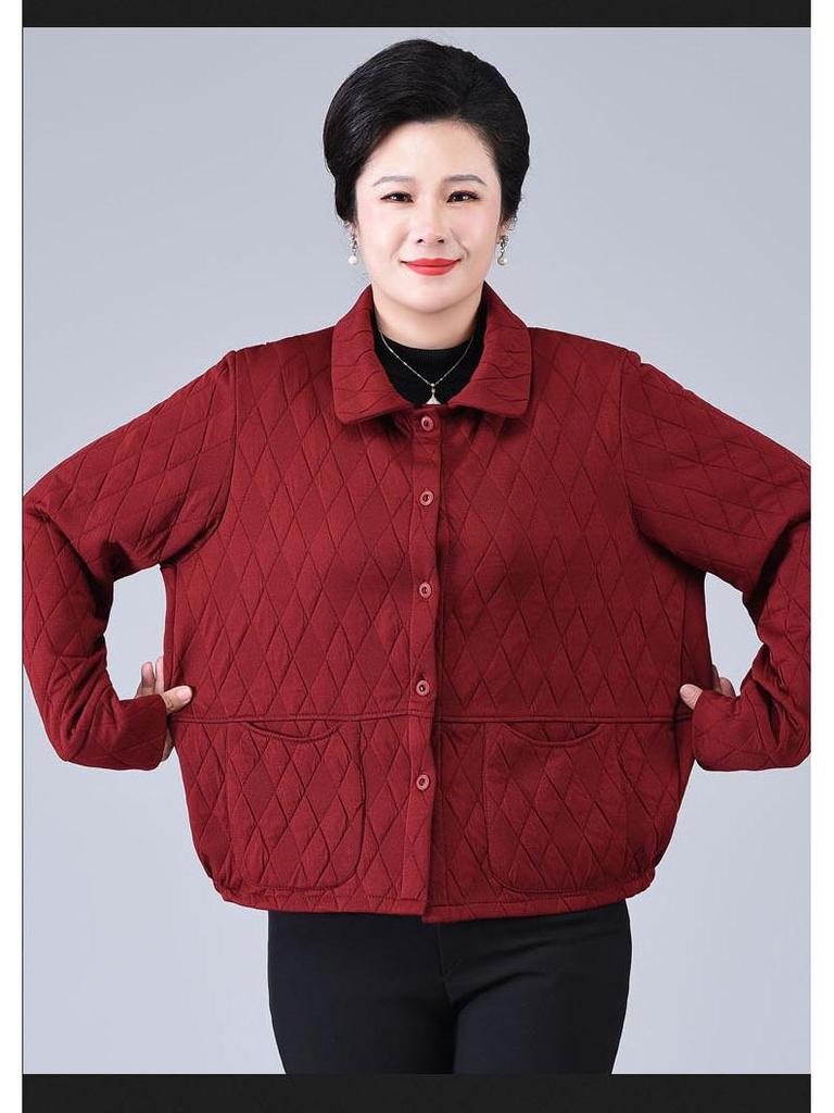 Plus Size Windbreaker for Middle-Aged and Elderly Women - Spring/Autumn Lapel Jacket