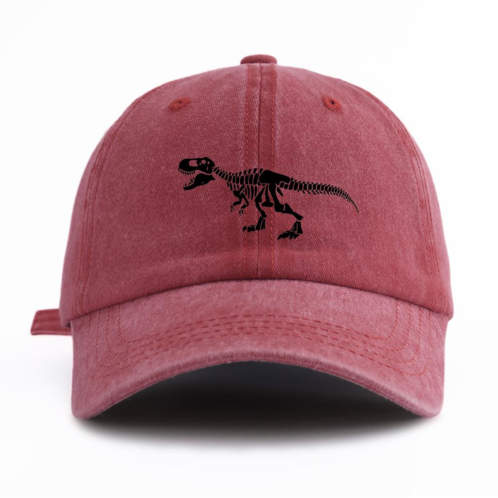 pc Black T Rex Print Washed Baseball Cap for Adults  Minimalist Retro Style Casual Soft Adjustable Dad Hat Perfect As Gift