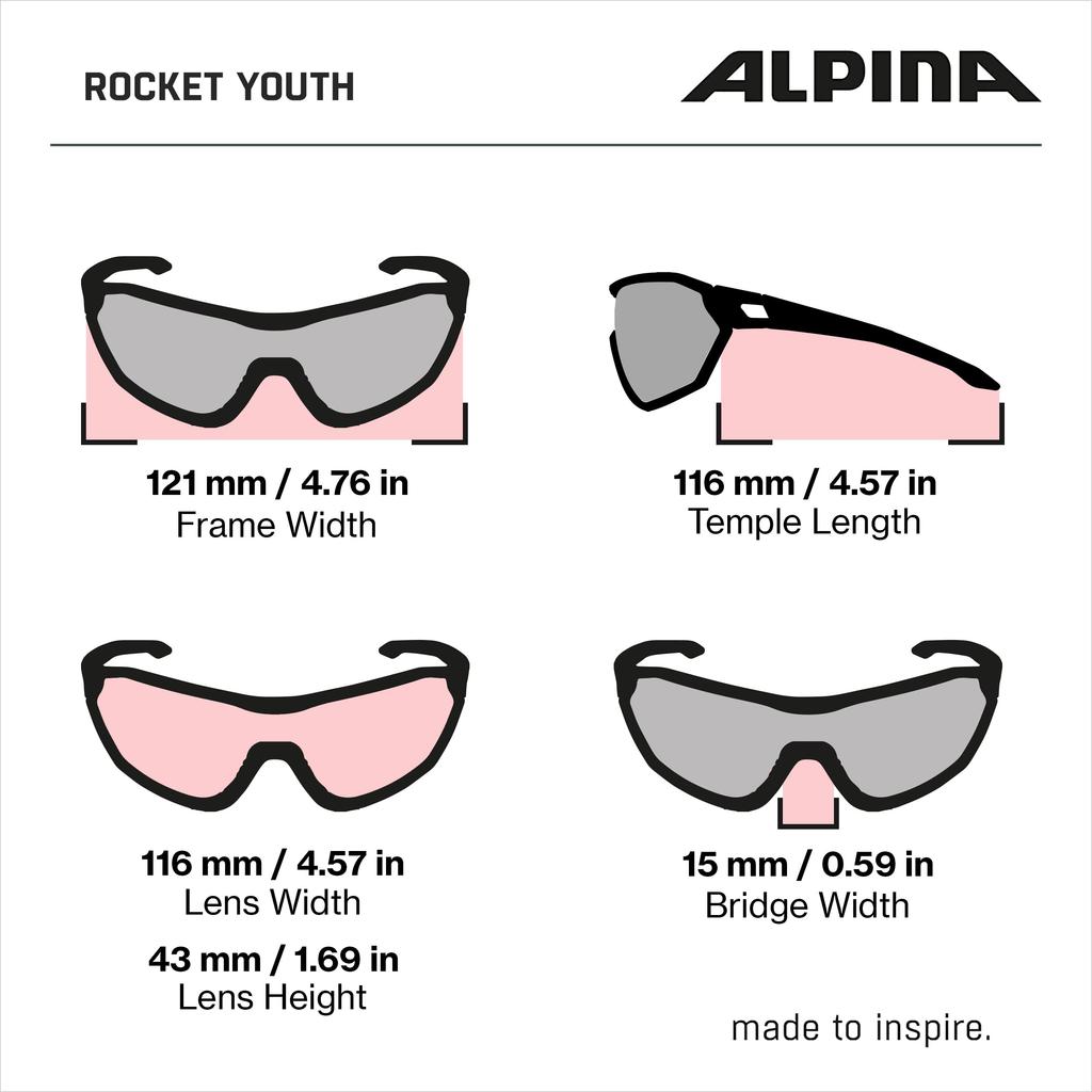 Sports UV Shield Adjustable Nose ROCKET YOUTH [Alpina] Kids' Sunglasses, Protection, Style, Pads,