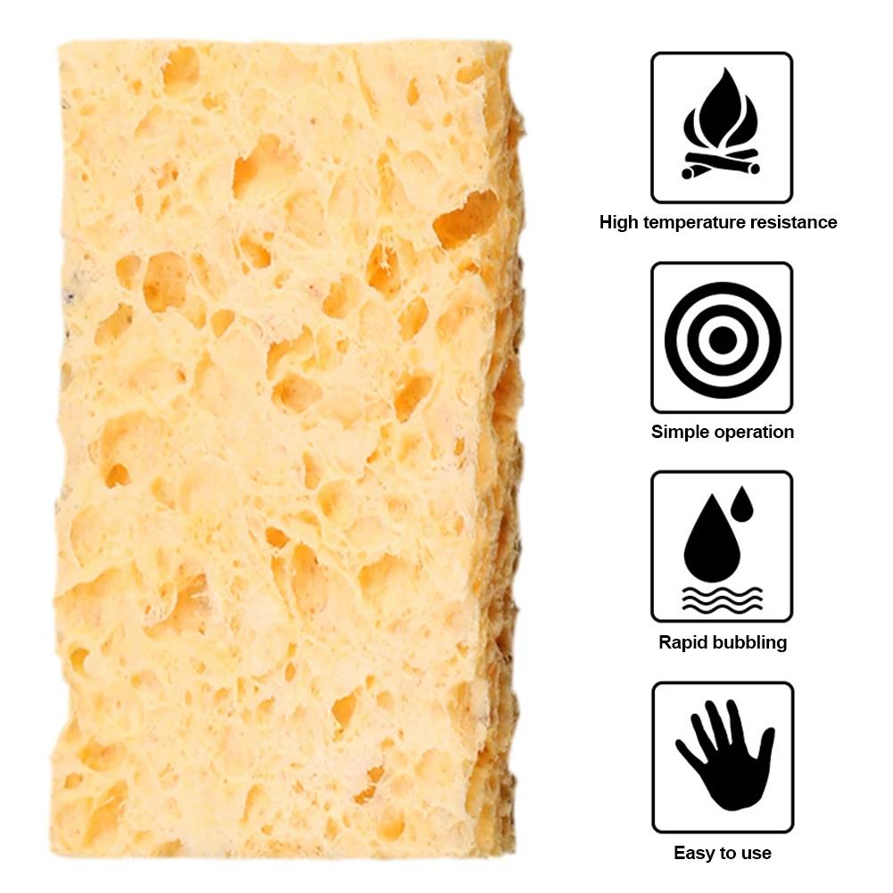 10Pcs Cleaning Sponge Cleaner Yellow High Temperature Enduring Cleaner Sponge For Electric Welding Soldering Iron Tip