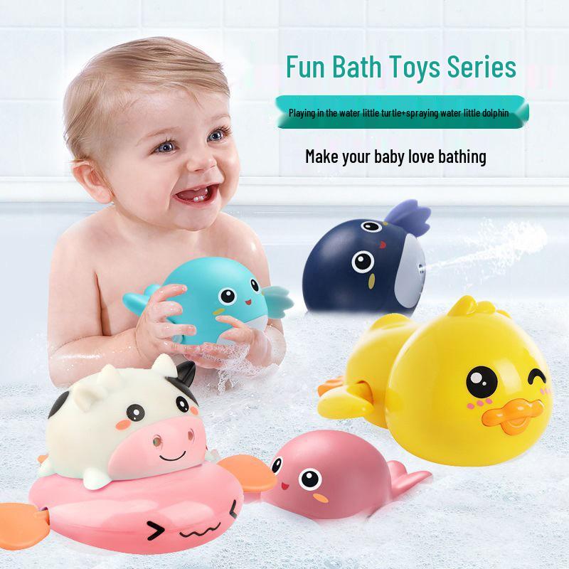 Wind-Up Dolphin & Friends Bath Toys - Duck, Turtle & Dolphin Set for Baby's Bath Time Fun