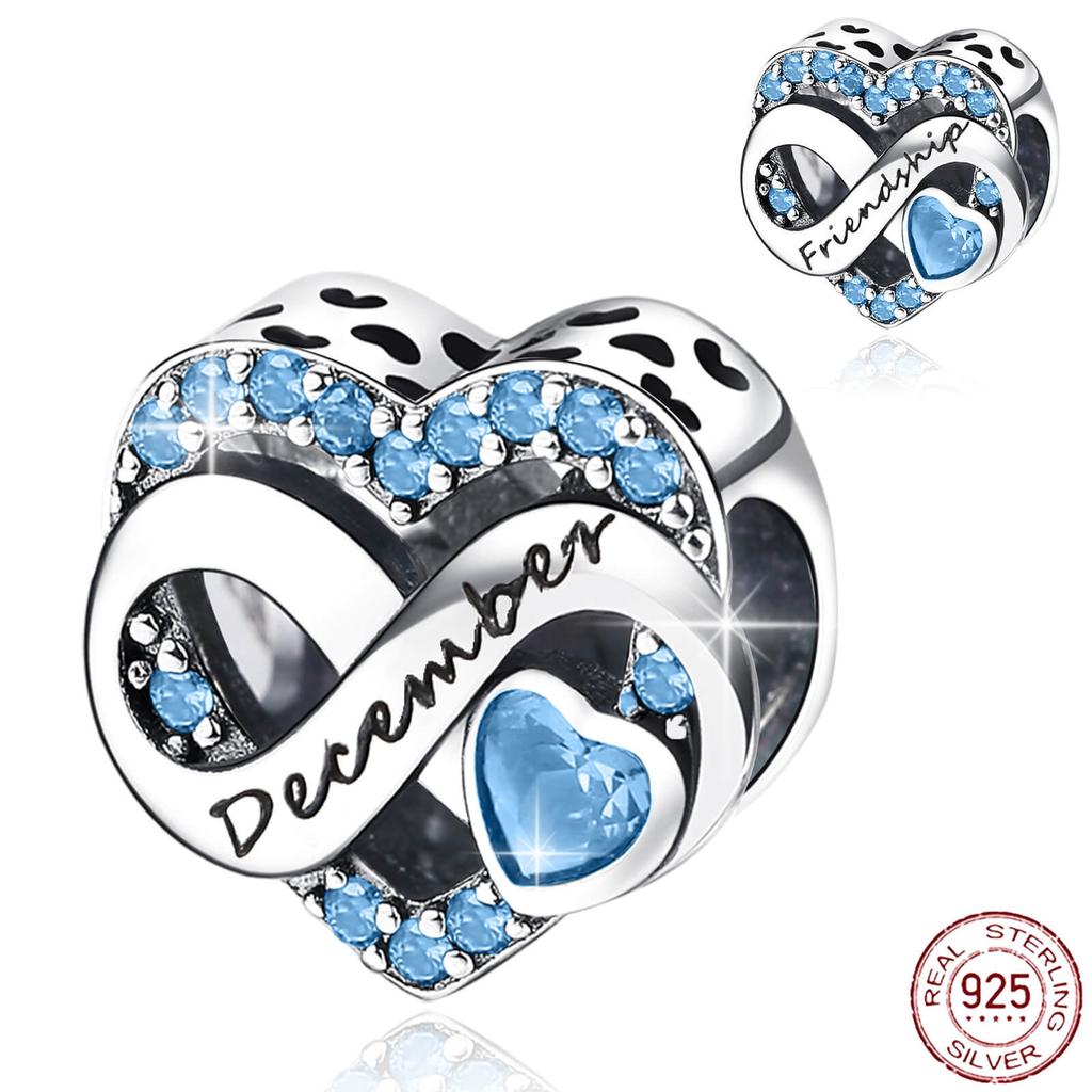 Original Copper Charms Twelve Months Of Heart Lucky Stone Beads Pendants Fit Bracelet Necklace Diy Jewelry Gift