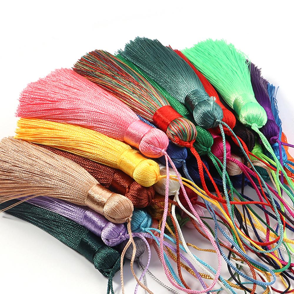 6pcs 82cm Long Silk Tassel Fringe Brush Handmade Soft Mini Tassels with Loops For DIY Craft Jewelry Making Souvenir Bookmark