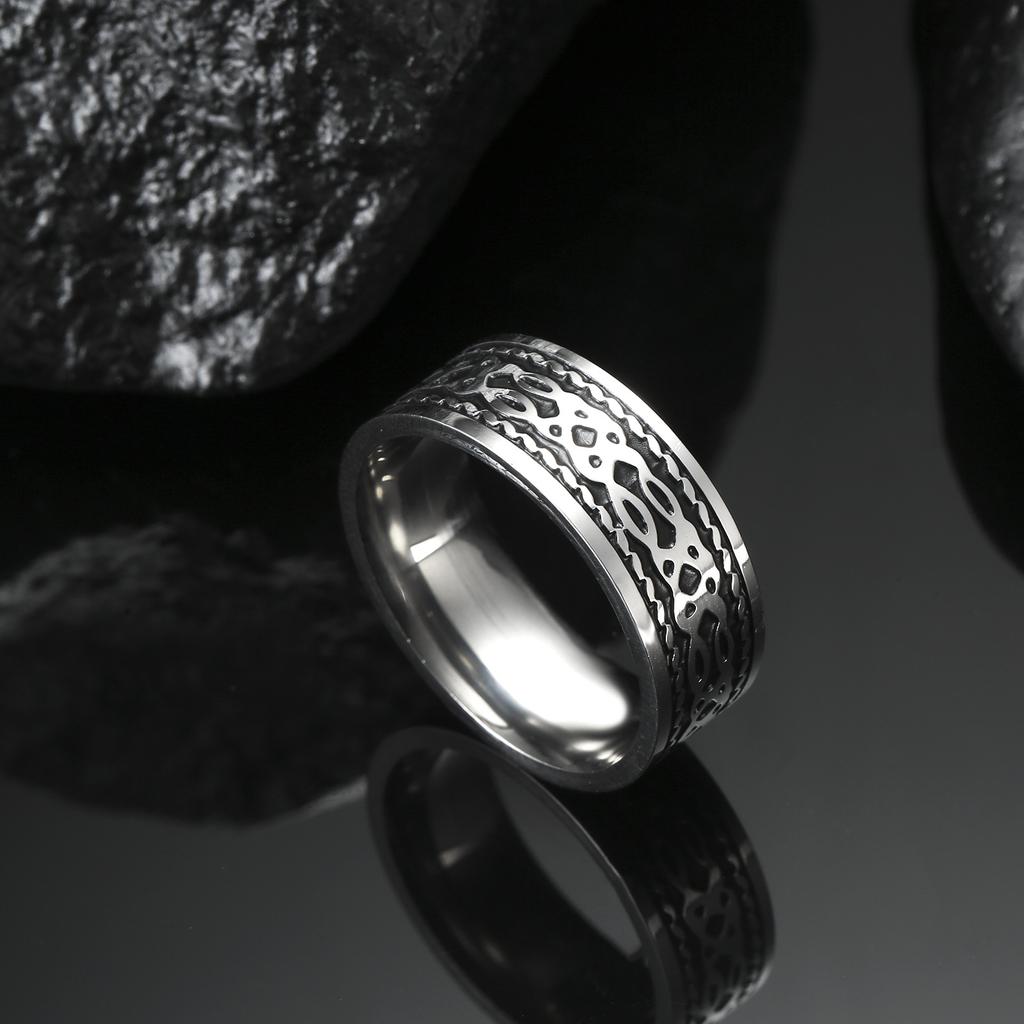 New Men's Jewelry Personalized Bicycle Irregular Bubble 8mm Wide Stainless Steel Corrosion Killing Ring