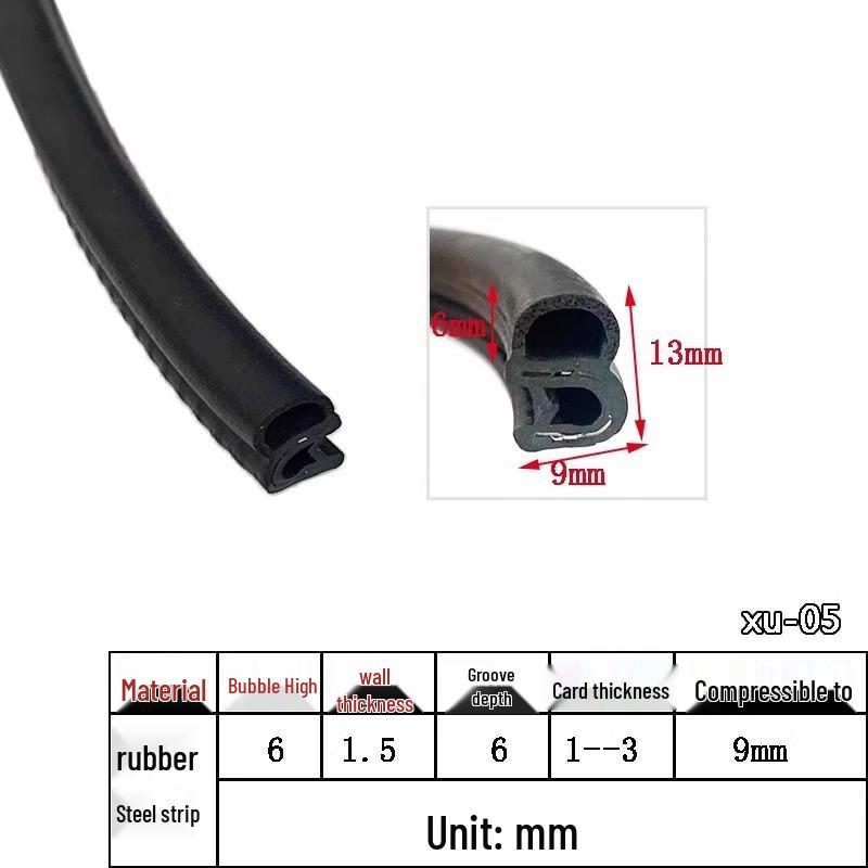 U-Shaped Waterproof Dustproof Rubber Sealing Strip for Cabinets and Car Doors
