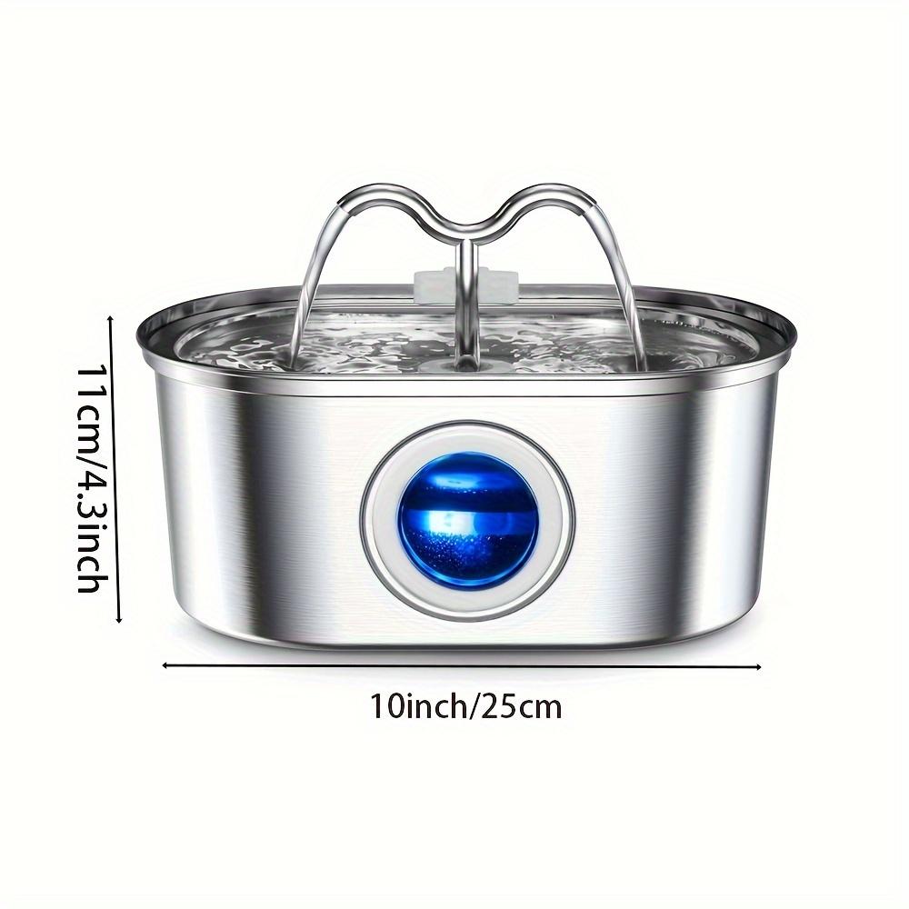 

108oz/3.2L Cat Water Stainless Steel Pets Dispenser With LED Light Silent Pump Automatic Fountain For Cat Dog Drinking Bowl