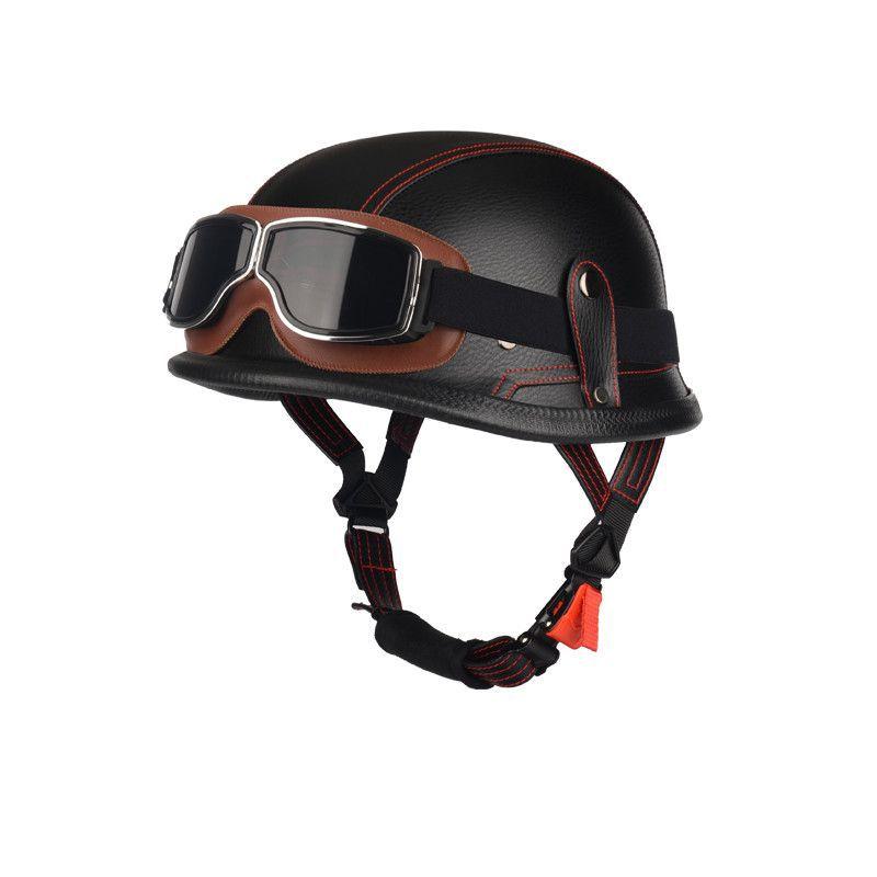 Pedal German Steel Helmet Cruise Retro Half Helmet Harley Men Motorcycle Helmet Motorcycle Floating Helmet Soldier Steel Helmet Leather Helmet