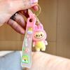 Cartoon Rab Flocked Keychain Pendant Labubu Schoolbag Pendant Cute Three-dimensional Doll Key Chain