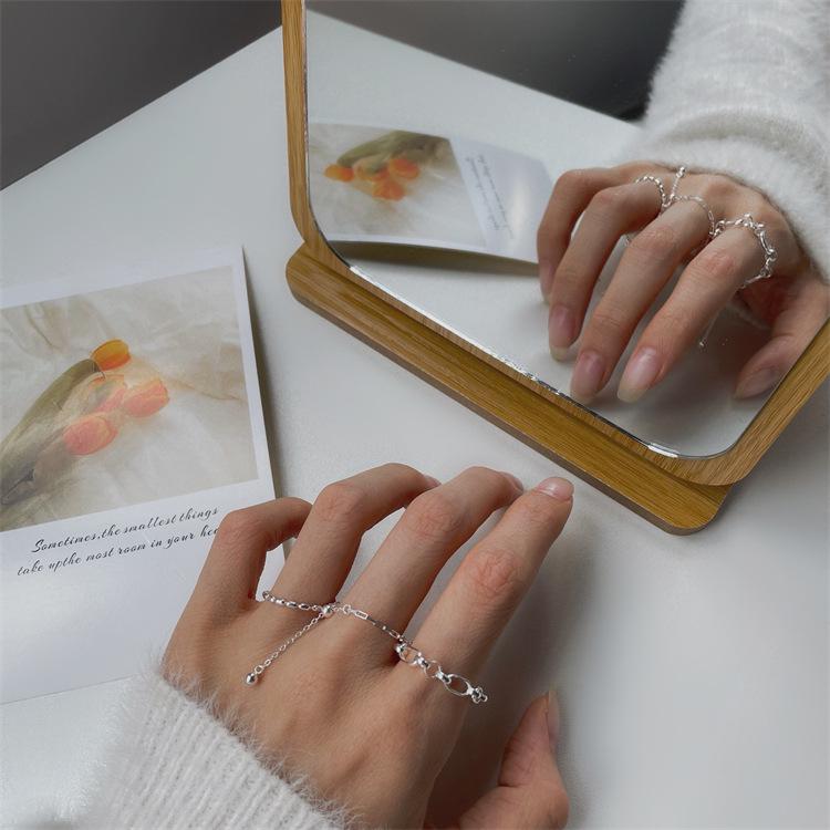 Korean Style Dongdaemun S925 Sterling Silver Adjustable Chain Ring for Women