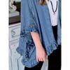 2026 Women's Denim Jacket - European & American Style, Wrinkle Texture Design
