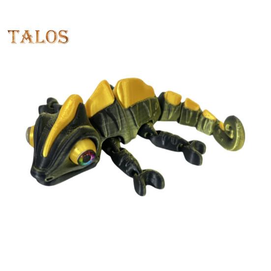 

3D-печатная фигурка хамелеона, подвижные глаза, мини-фигурка ящерицы, шарнирная модель животного, игрушка, украшение для дома, офиса, книжной полки, рабочего стола чёрный