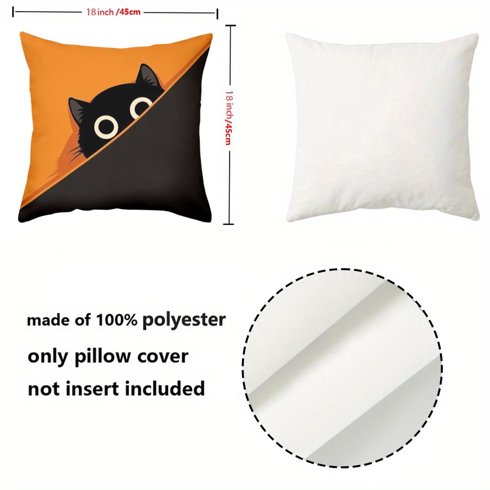 Cute Black Cat Pattern Orange And Black Throw Pillows Polyester pillowcase, sofa decorative cushion cov Headboard Pillow