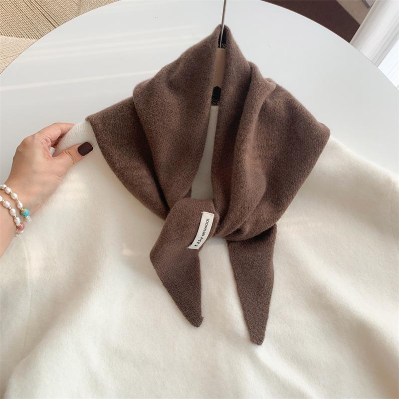 Wool knitted triangle scarf shawl women's autumn and winter thermal headscarf multi-functional thermal versatile small scarf women