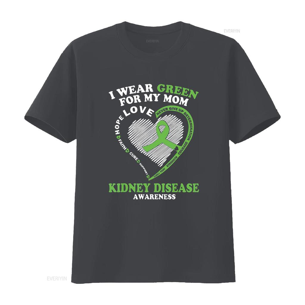 Womens I Wear Green For My Mom Kidney Disease Awareness T Shirt Black 2X Large Vintage Washed Streetwear Graphic