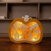 Yousheng Halloween Wooden Lighted Pumpkin for Tabletop, Spooky Pumpkin Lantern Shadow Box for Halloween Party, Dinning, Coffee Table Decoration