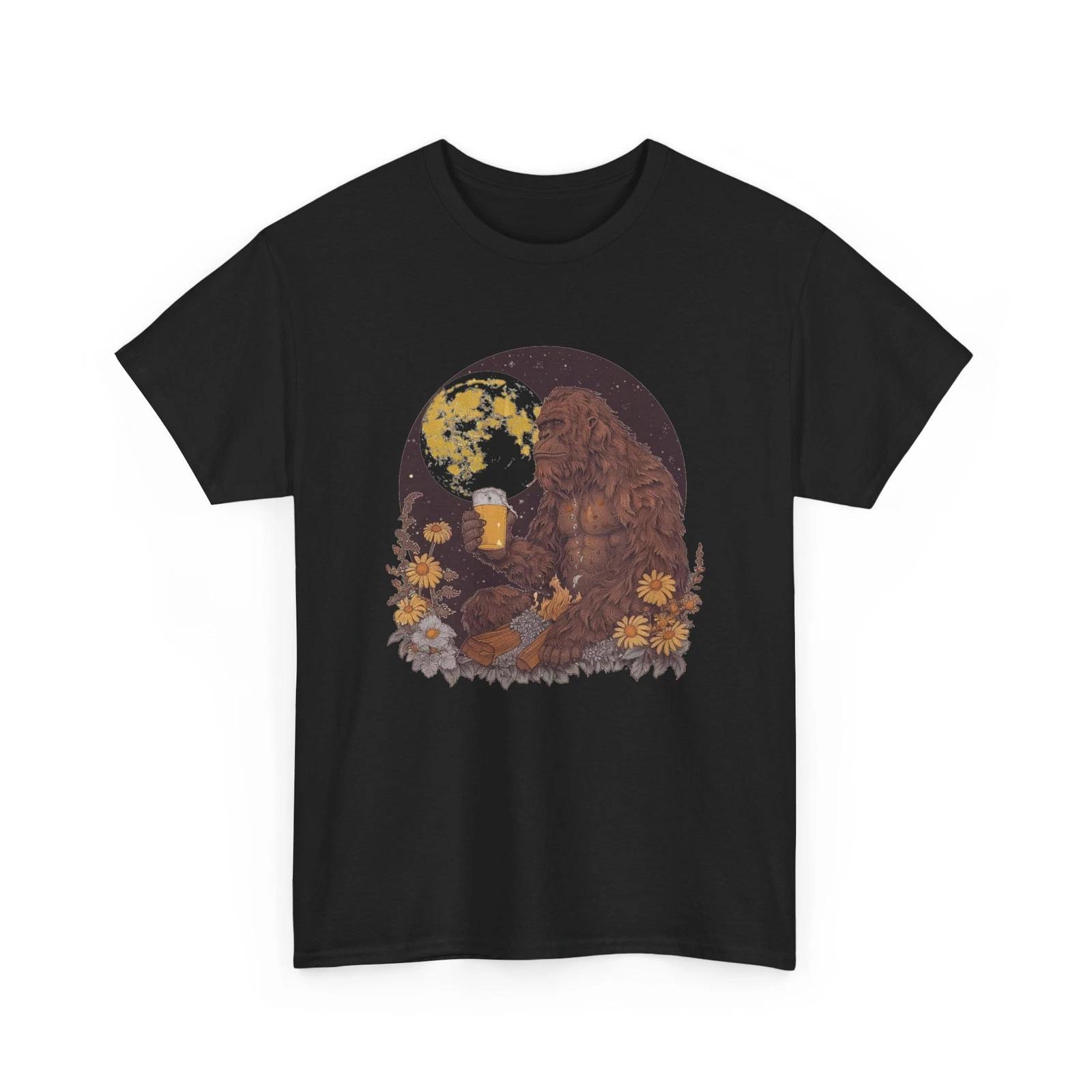 Beer Drinking T-Shirt | Funny Beer Shirt | Bigfoot Drink Beer Camping T-Shirt S
