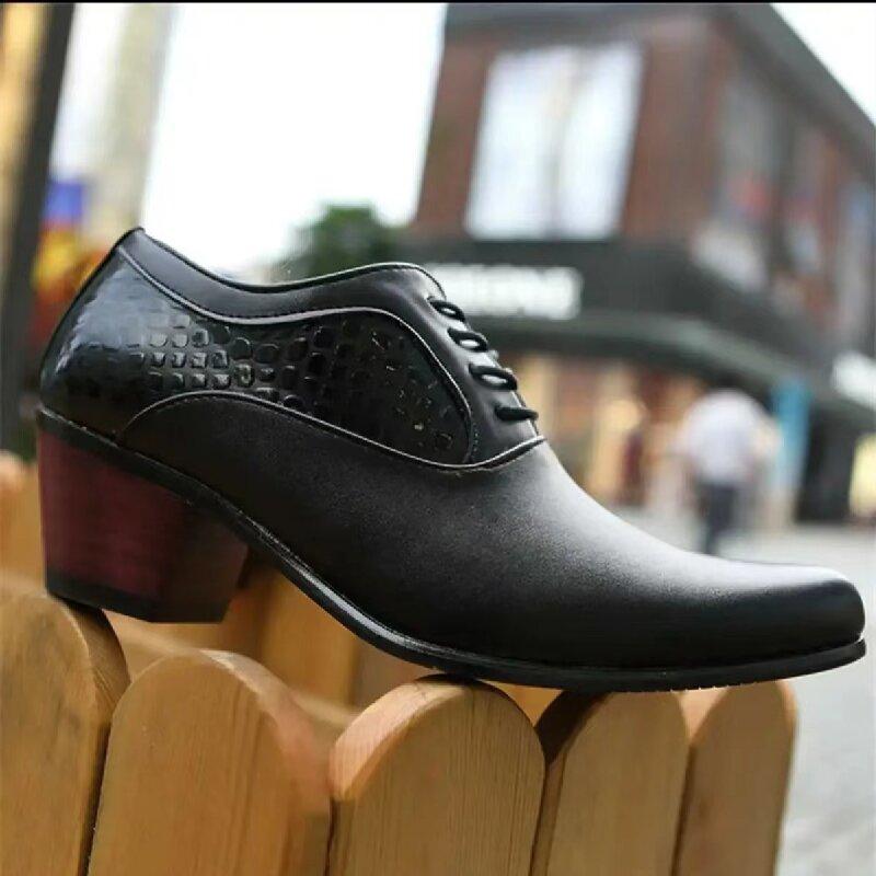Fashion Men Retro Formal Shoes Black Patent Leather Lace Up Business Derby Shoes Casual Fashion Versatile Shoes Size 38-46 Men Shoes
