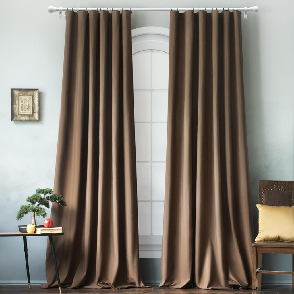 Curtain Rods Curtain Rail Metal Curtain Rod Heavy Duty Curtain Bars with White Stents 71-330 Cm, 1.5cm Set,