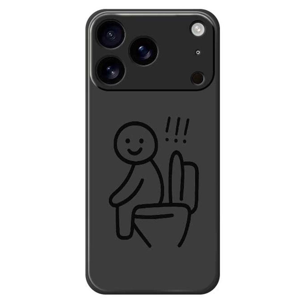 

For iPhone 17 Pro Case Stickman Toilet Pattern Printing Straight Edge TPU Phone Back Cover Black