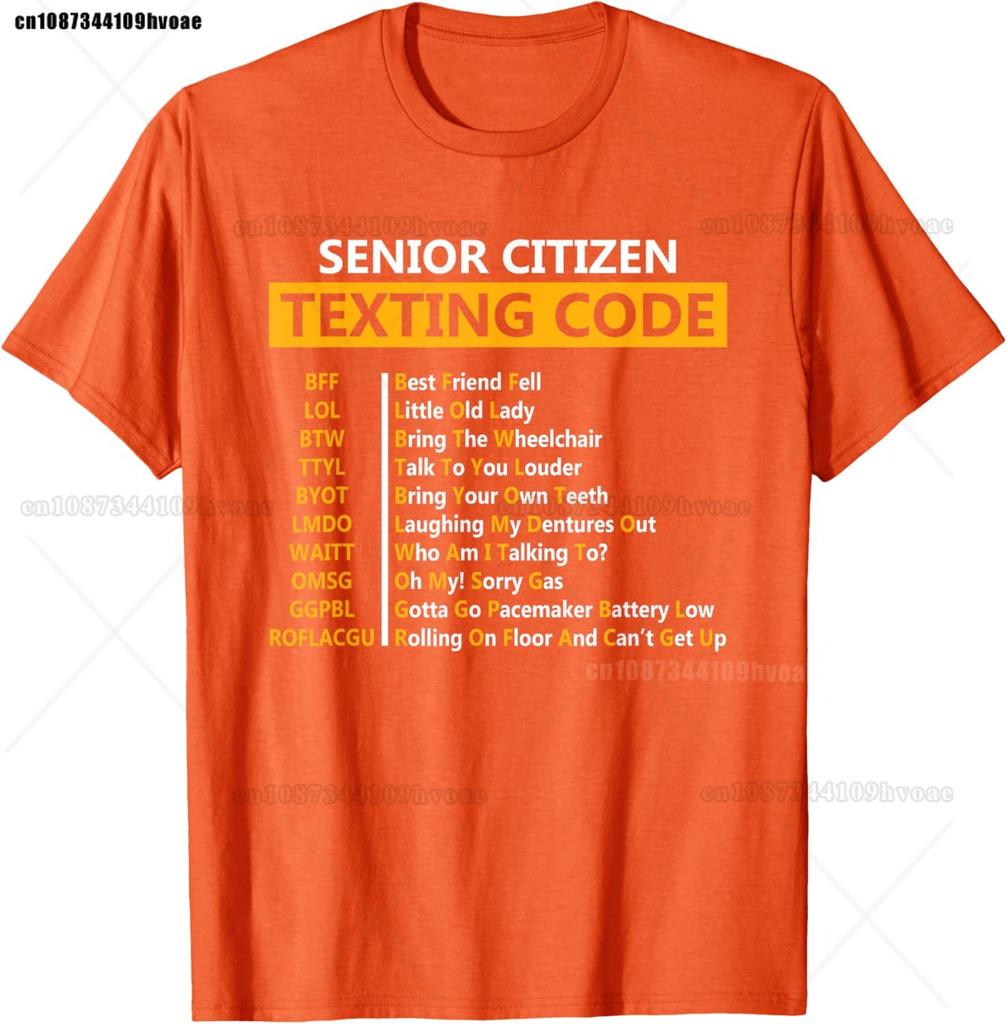 Zabawny Design Kodu SMS dla Seniora Prezent dla Dziadka Koszulka