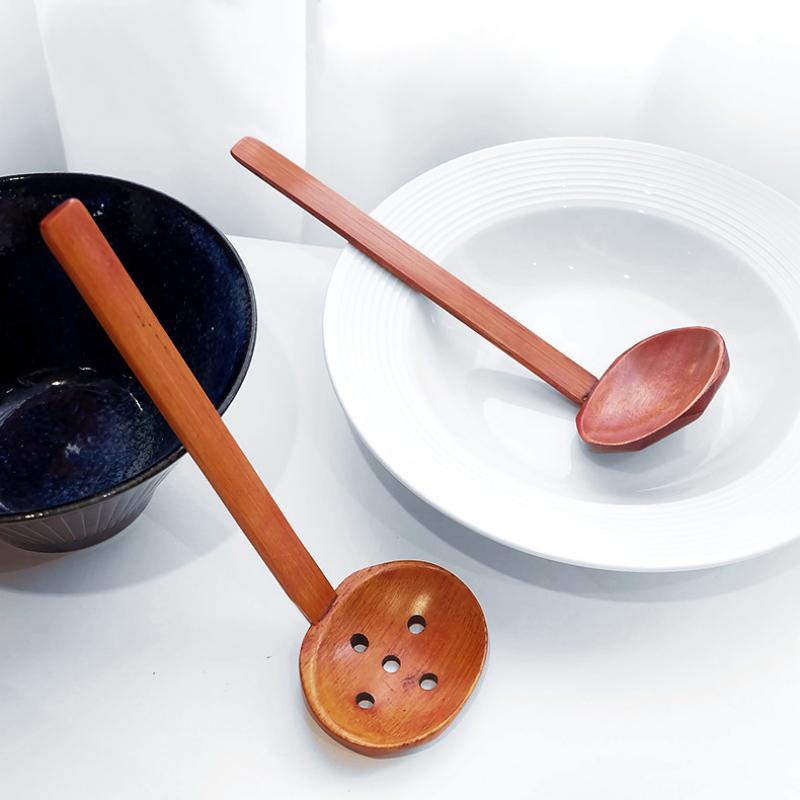

Деревянная ложка для супа с длинной ручкой, совок для рамэна, посуда, кухонная деревянная ложка-дуршлаг, посуда, кухонная утварь