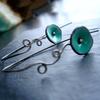 Cross-border Retro Blue Oil Drop Stamen Earrings European and American Long Ear Hook Earrings