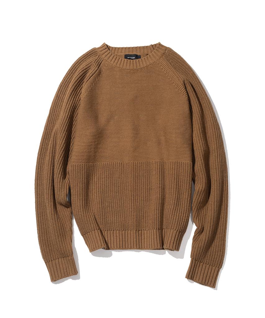 MASSNOUN Half Incision Overfit Knit Mftnt002-Br