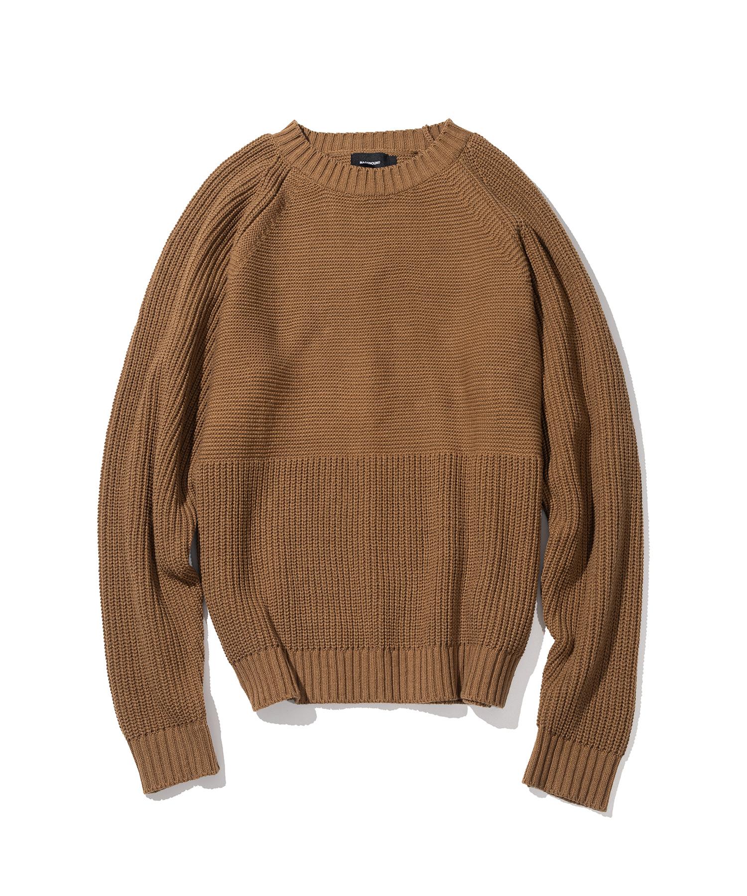 Mass Known Half Incision Overfit Knit Mftnt002-Br Brown/L